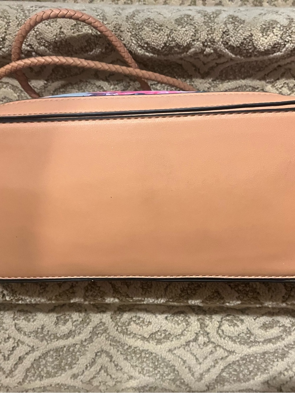 Nanette Lepore Pink Floral Tote with Tan Trim - Picture 3 of 13